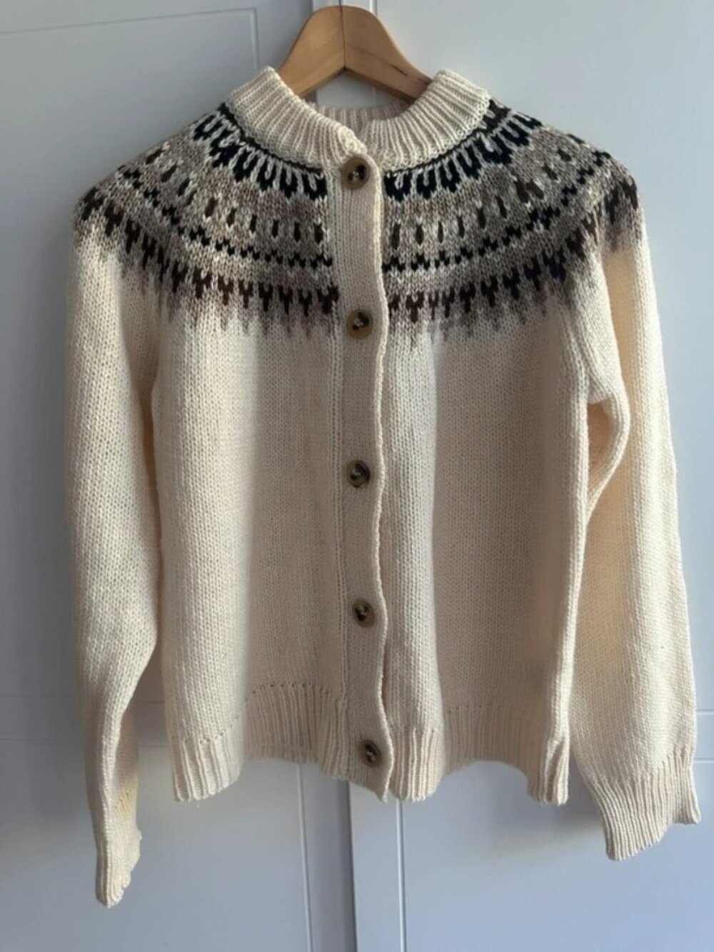 DOEN Fair Isles Cardigan, Merino & Alpaca Wool, Size M